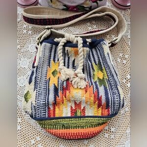 Bohemian Multicolor Bucket Bag By Macchia di Ruggine Handmade Used